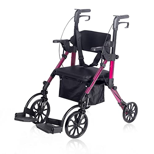 Elenker 2 in 1 Rollator Walker & Transport Chair, Folding Wheelchair Rolling ...