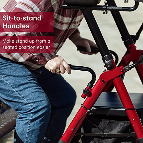 ELENKER Heavy Duty Upright Walker, Bariatric Stand Up Rollator Walker with Ex...