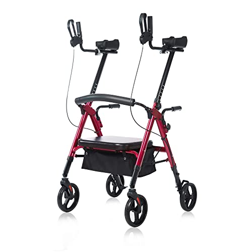 ELENKER Heavy Duty Upright Walker, Bariatric Stand Up Rollator Walker with Ex...