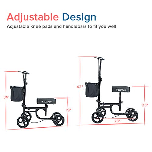 ELENKER Steerable Knee Walker Deluxe Medical Scooter for Foot Injuries Compac...