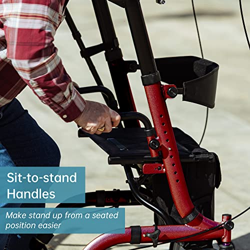 ELENKER Upright Rollator Walker, Stand Up Folding Rollator Walker Back Erect ...