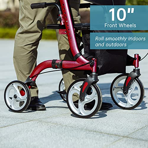 ELENKER Upright Rollator Walker, Stand Up Folding Rollator Walker Back Erect ...