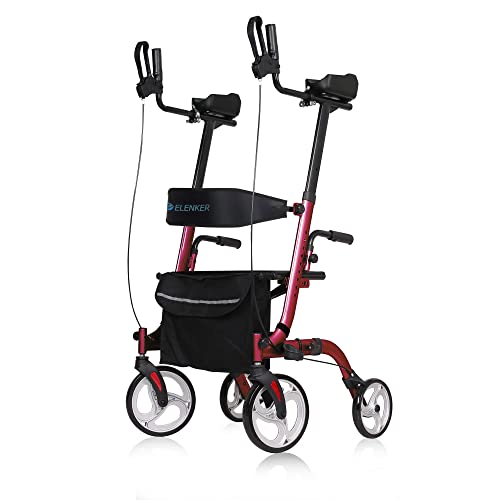 ELENKER Upright Rollator Walker, Stand Up Folding Rollator Walker Back Erect ...