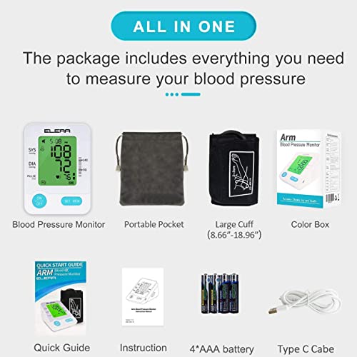 Large Cuff Blood Pressure Machine, Elera 5.56-18.96 Automatic Digital High Bl...