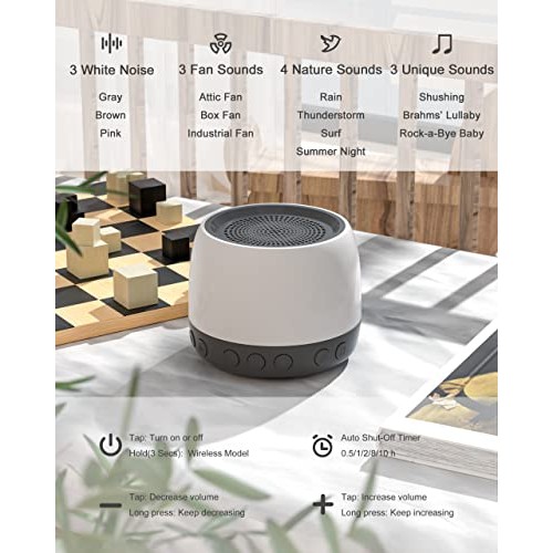 elesories White Noise Machine, Sound Machine with13 Non Looping Natural Sooth...