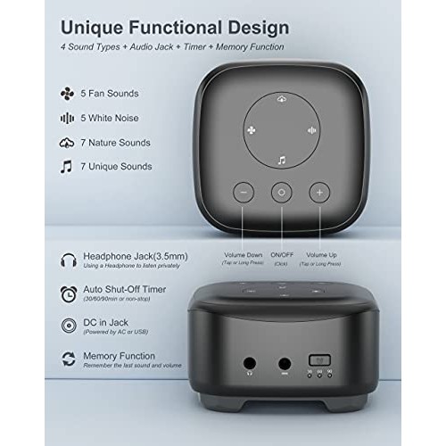 White Noise Machine, elesories Sound Machine Sleep Therapy for Adults Baby Ki...