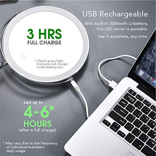 Makeup Mirror 8 Inch 10X 1X Magnify LED Light Dimmable Double-Sided Mirror 36...