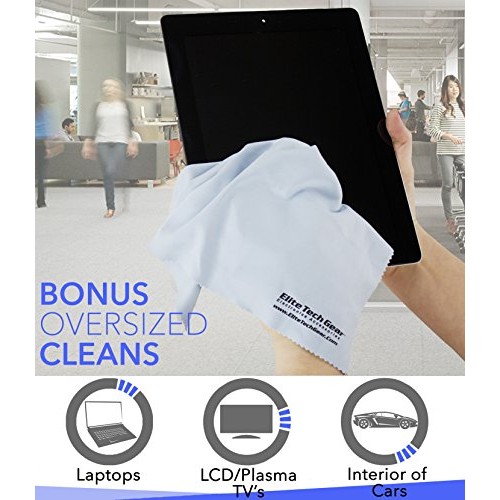 Elite Tech Gear - 4-Pack Blue Oversized 12" x 12" Microfiber Cloths, The Most...