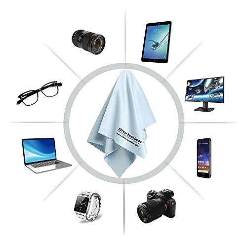 Elite Tech Gear - 4-Pack Blue Oversized 12" x 12" Microfiber Cloths, The Most...