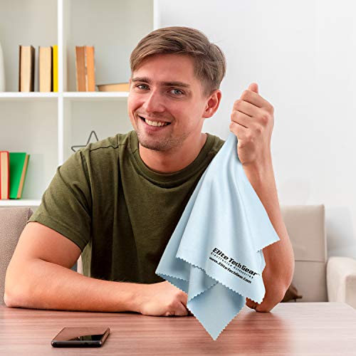 Elite Tech Gear - 4-Pack Blue Oversized 12" x 12" Microfiber Cloths, The Most...