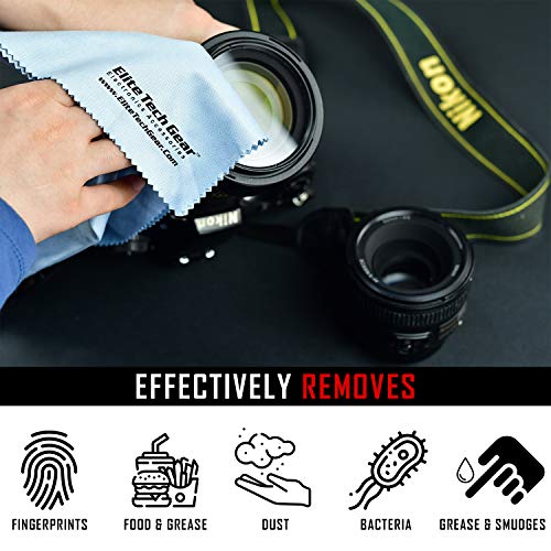 Elite Tech Gear - 4-Pack Blue Oversized 12" x 12" Microfiber Cloths, The Most...