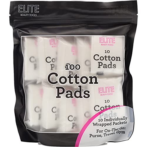 Elite Beauty Tools 100 Cotton Pads and Individually Wrapped Packets, 10 Count...