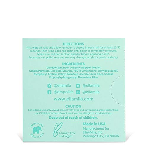 ella+mila"Soy Nail Polish Remover Wipes" | Non Acetone & Alcohol Free | Unsce...