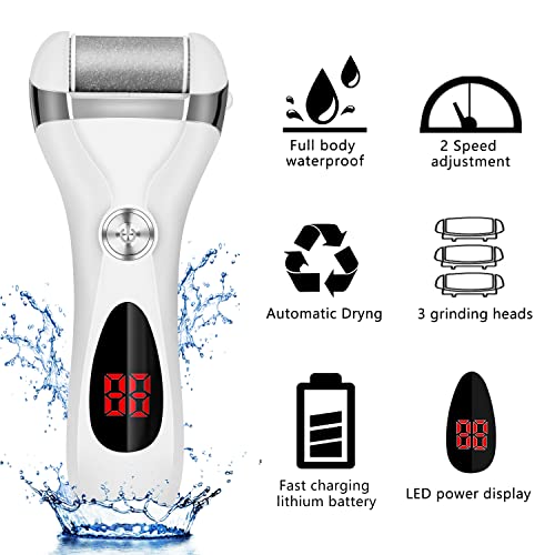 Electric Foot Callus Remover Kit, Elmchee Rechargeable callous removers 3 Gri...