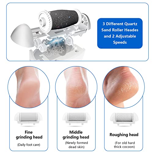 Electric Foot Callus Remover Kit, Elmchee Rechargeable callous removers 3 Gri...