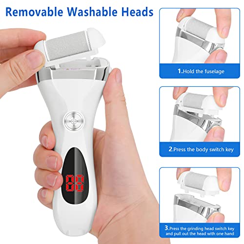 Electric Foot Callus Remover Kit, Elmchee Rechargeable callous removers 3 Gri...