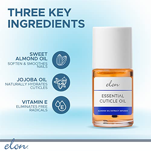 Elon Essential Cuticle Oil for Nails w/ Almond Oil Extract - Jojoba Oil & Vit...