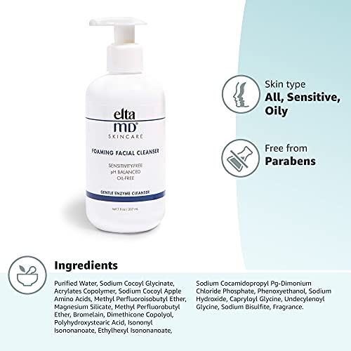 EltaMD Foaming Facial Cleanser, Gentle for Sensitive and Acne Prone Skin , Oi...