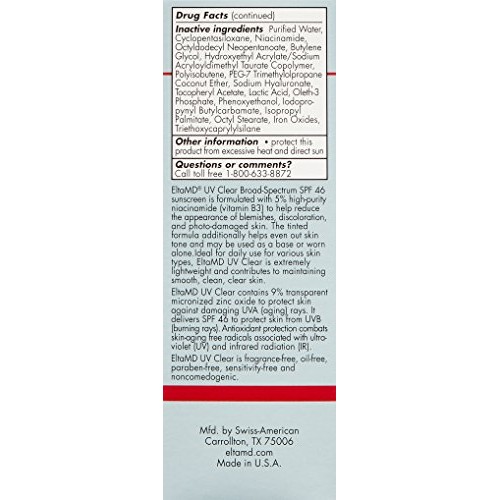 EltaMD UV Clear Tinted Face Sunscreen Broad-Spectrum SPF 46 Face Sunscreen fo...