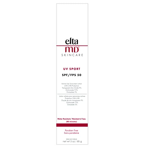 EltaMD UV Sport Sunscreen Lotion, Broad-Spectrum SPF 50, Non-Greasy, Mineral-...