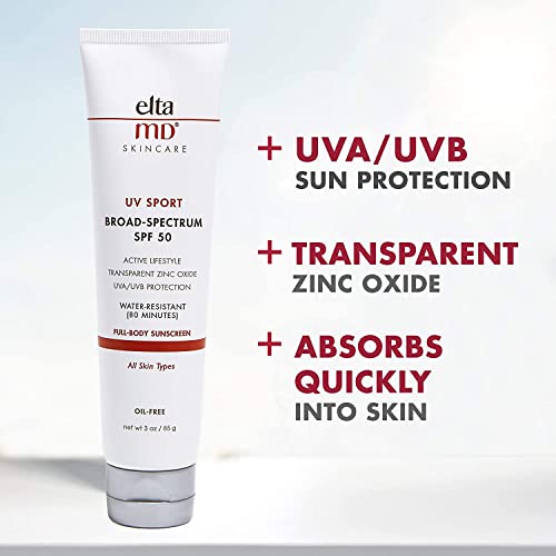 EltaMD UV Sport Sunscreen Lotion, Broad-Spectrum SPF 50, Non-Greasy, Mineral-...
