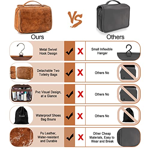 Elviros Toiletry Bag Hanging Travel Organizer for Men and Women, 3 in 1 Multi...