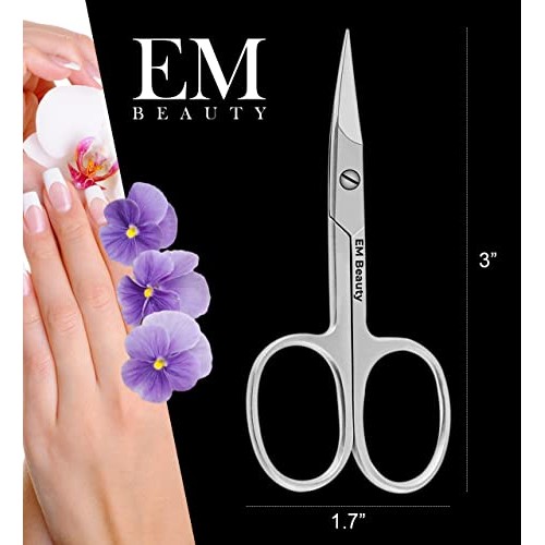 EM Beauty Cuticle Scissors Extra Fine Curved Nail Rust Proof Milti-Purpose Sh...