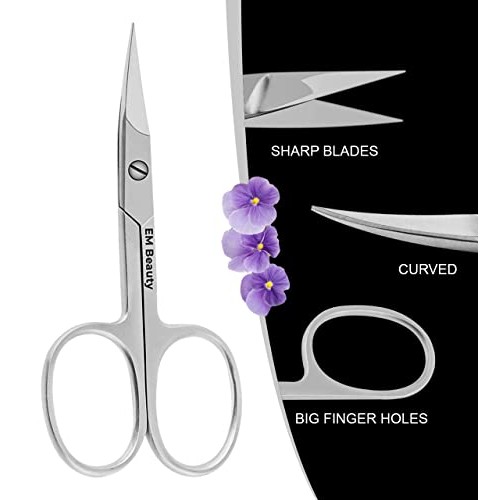 EM Beauty Cuticle Scissors Extra Fine Curved Nail Rust Proof Milti-Purpose Sh...