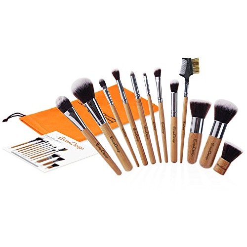 EmaxDesign 12 Pieces Makeup Brush Set Professional Bamboo Handle Premium Synt...