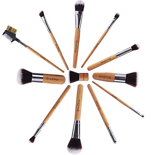 EmaxDesign 12 Pieces Makeup Brush Set Professional Bamboo Handle Premium Synt...