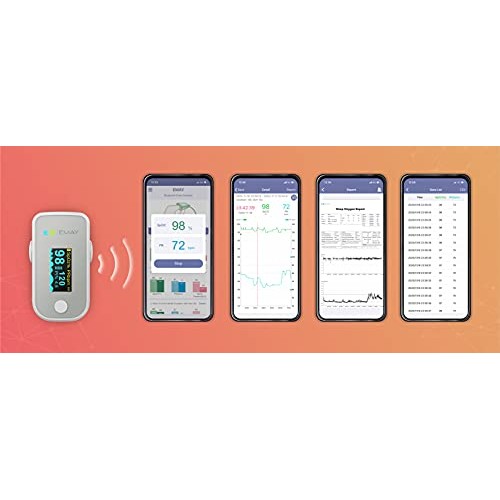 EMAY Bluetooth Fingertip Pulse Oximeter | Blood Oxygen Saturation & Heart Rat...