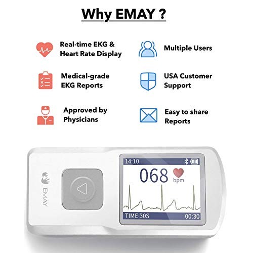 EMAY Portable EKG Monitoring Device (for iPhone & Android, Mac & Windows) | P...