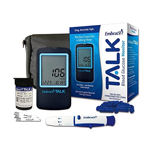 Embrace Talk Diabetes Testing Kit – Embrace Talk Blood Glucose Meter, 50 Bloo...