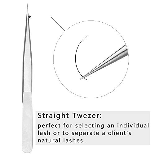 EMEDA Eyelash Extension Tweezers 2 Pieces VETUS Straight Pointer and J Curved...
