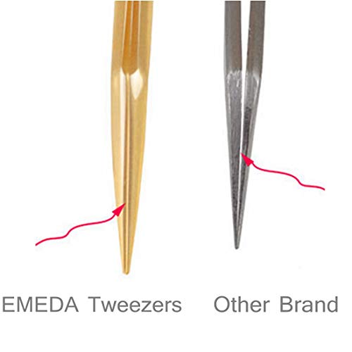 EMEDA Eyelash Extension Tweezers for Make Fans Professional Precision Stainle...