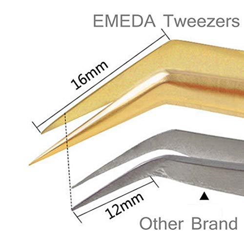 EMEDA Eyelash Extension Tweezers for Make Fans Professional Precision Stainle...