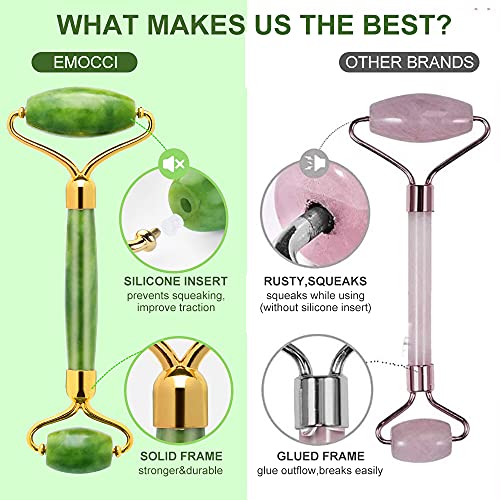 Jade Roller for Face and Gua Sha Set - EMOCCI Facial Beauty Roller Skin Care ...