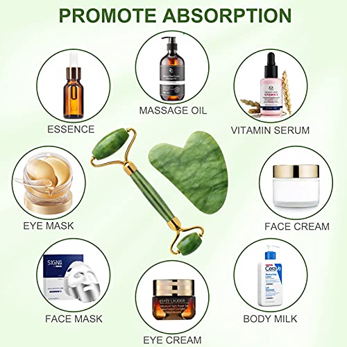 Jade Roller for Face and Gua Sha Set - EMOCCI Facial Beauty Roller Skin Care ...