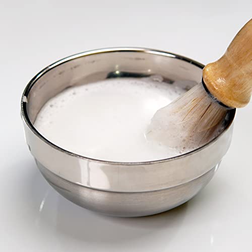 Shaving Soap Bowl For Men - Unbreakable Stainless Steel Double Layer Luxury S...