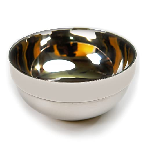 Shaving Soap Bowl For Men - Unbreakable Stainless Steel Double Layer Luxury S...