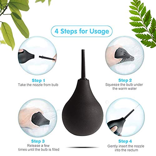 GNEGKLEAN Black Silicone Enema Bulb Kit 7.6oz Clean Anal Douche for Men Women...