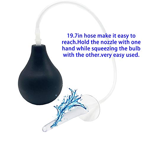 GNEGKLEAN Black Silicone Enema Bulb Kit 7.6oz Clean Anal Douche for Men Women...