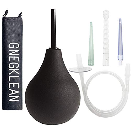 GNEGKLEAN Black Silicone Enema Bulb Kit 7.6oz Clean Anal Douche for Men Women...