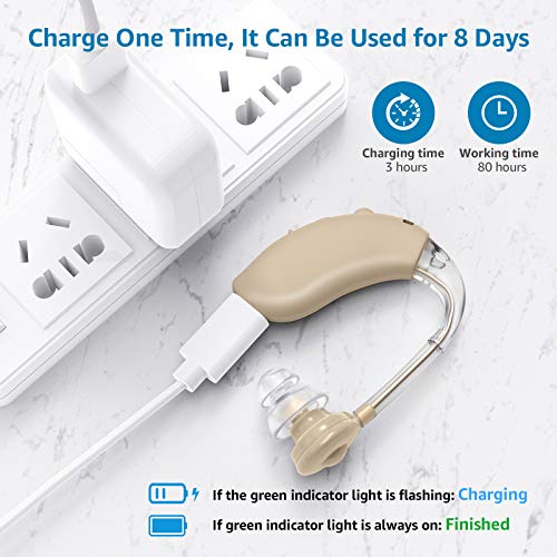 Hearing Aid, Hearing Aid for Seniors Rechargeable Hearing Amplifier with Nois...
