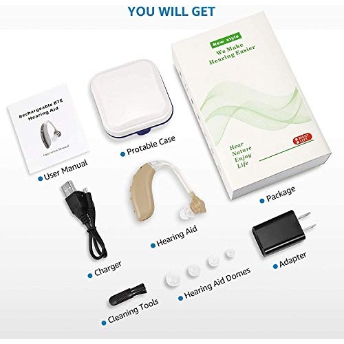 Hearing Aid, Hearing Aid for Seniors Rechargeable Hearing Amplifier with Nois...
