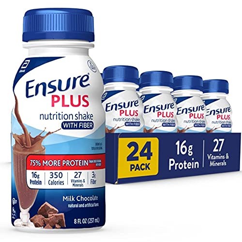 Ensure Plus Nutrition Shake With Fiber, 16 Grams of Protein, Meal Replacement...