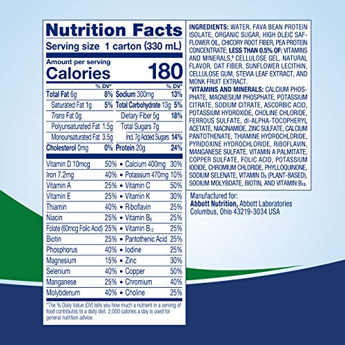 Ensure 100% Plant-Based Vegan Protein Nutrition Shakes with 20g Fava Bean and...