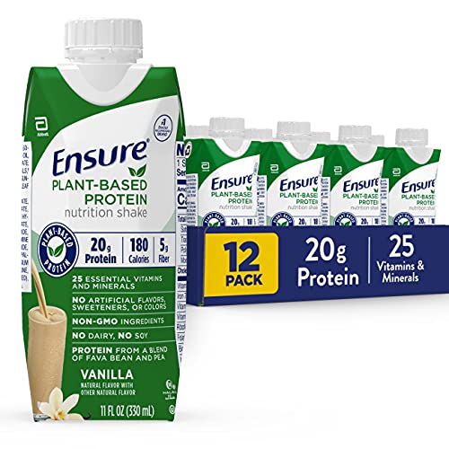 Ensure 100% Plant-Based Vegan Protein Nutrition Shakes with 20g Fava Bean and...