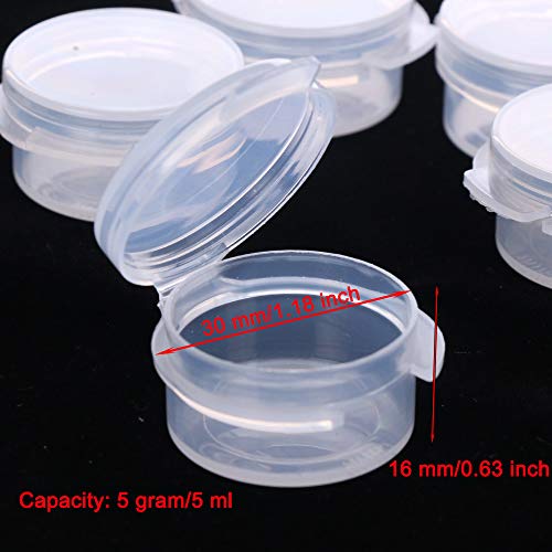 50 Pcs Plastic Cosmetic Jar 5g Empty Clear Case with Snap Lids Portable Mini ...