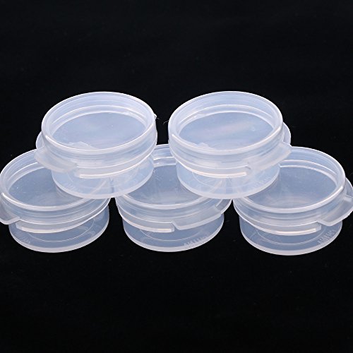 50 Pcs Plastic Cosmetic Jar 5g Empty Clear Case with Snap Lids Portable Mini ...